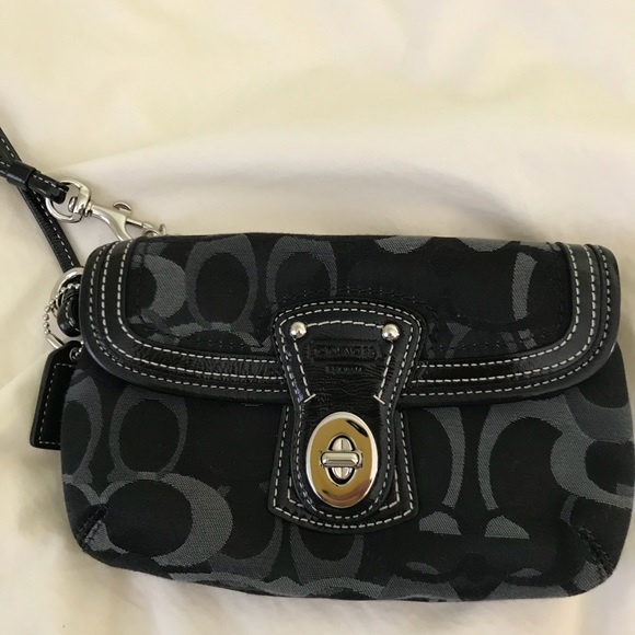 Coach Handbags - Coach Black Logo Wristlet Clutch